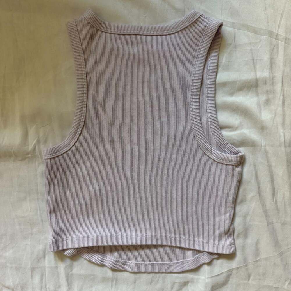 Aerie Womens Lavender Ribbed Tank Smiley Daisy Size Medium - Picture 2 of 6